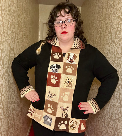Puppy Dog Zip Up Sweater Cardigan (XL)