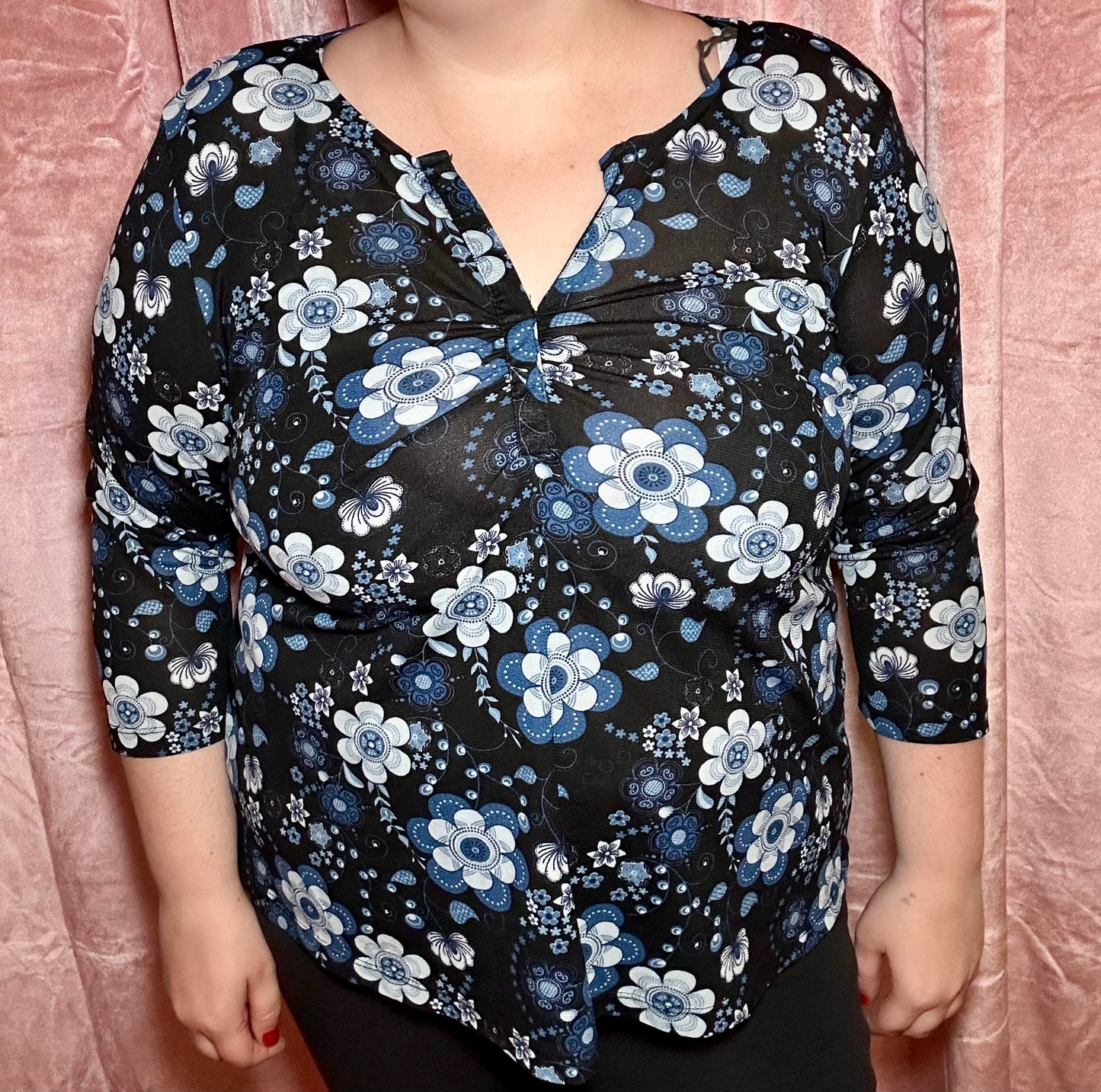 Blue Daisy Mesh Top (XL)