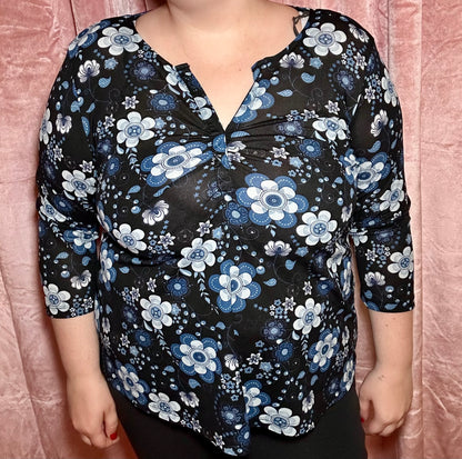 Blue Daisy Mesh Top (XL)