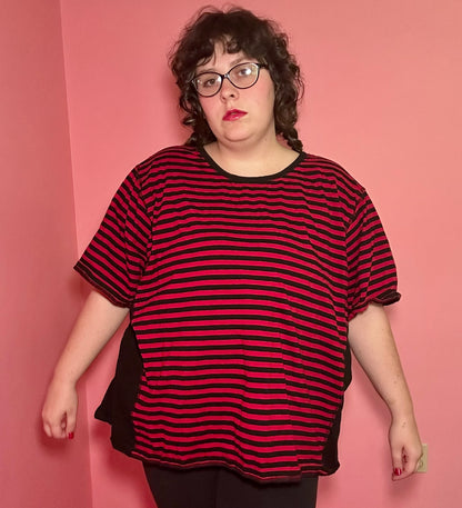 Sporty Black And Red Striped Top (5X)