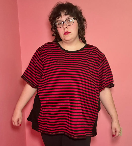 Sporty Black And Red Striped Top (5X)
