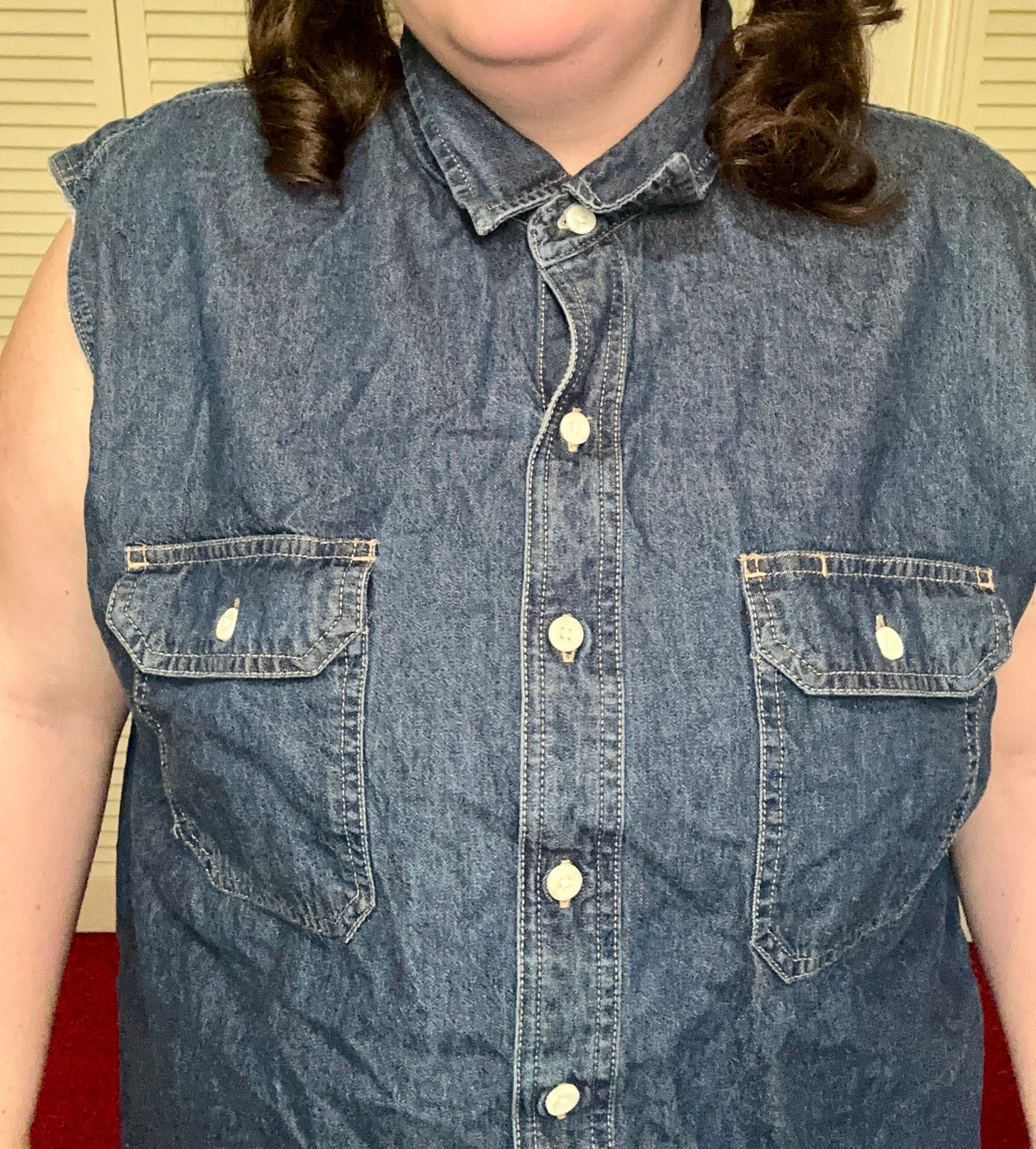 Blue Denim Button Up Tank (3X)