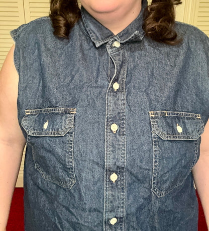 Blue Denim Button Up Tank (3X)