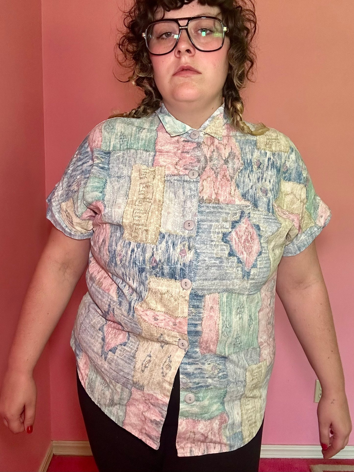 Pastel Button Up Blouse (20W)