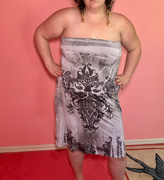 Grey Grunge Y2K Tube Dress (XL)