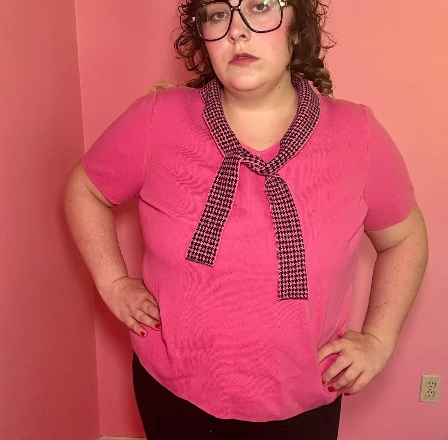 Pink Preppy Sweater Top (1X)