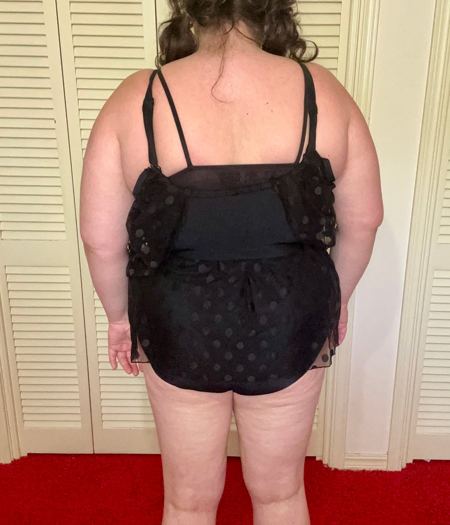 Black Mesh Polka Dot Swimsuit (2X)