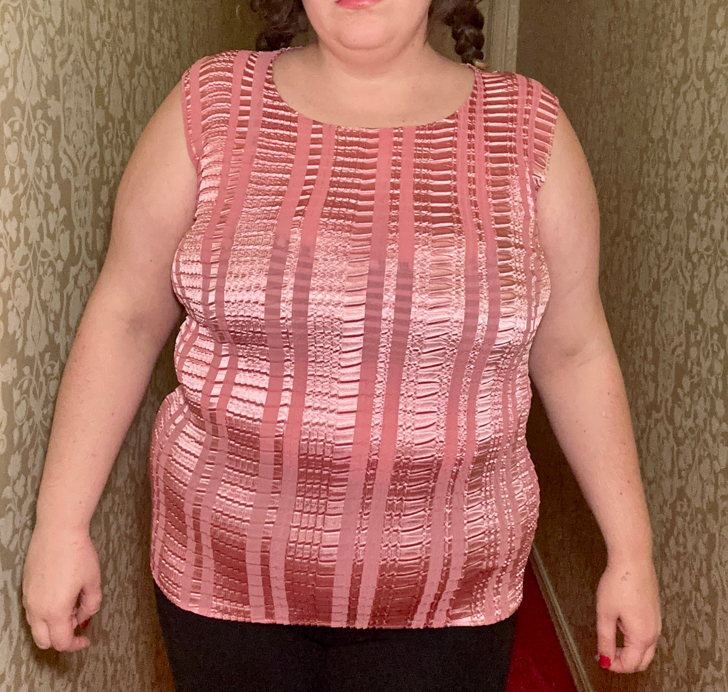 Pink Satin Textured Top (L)