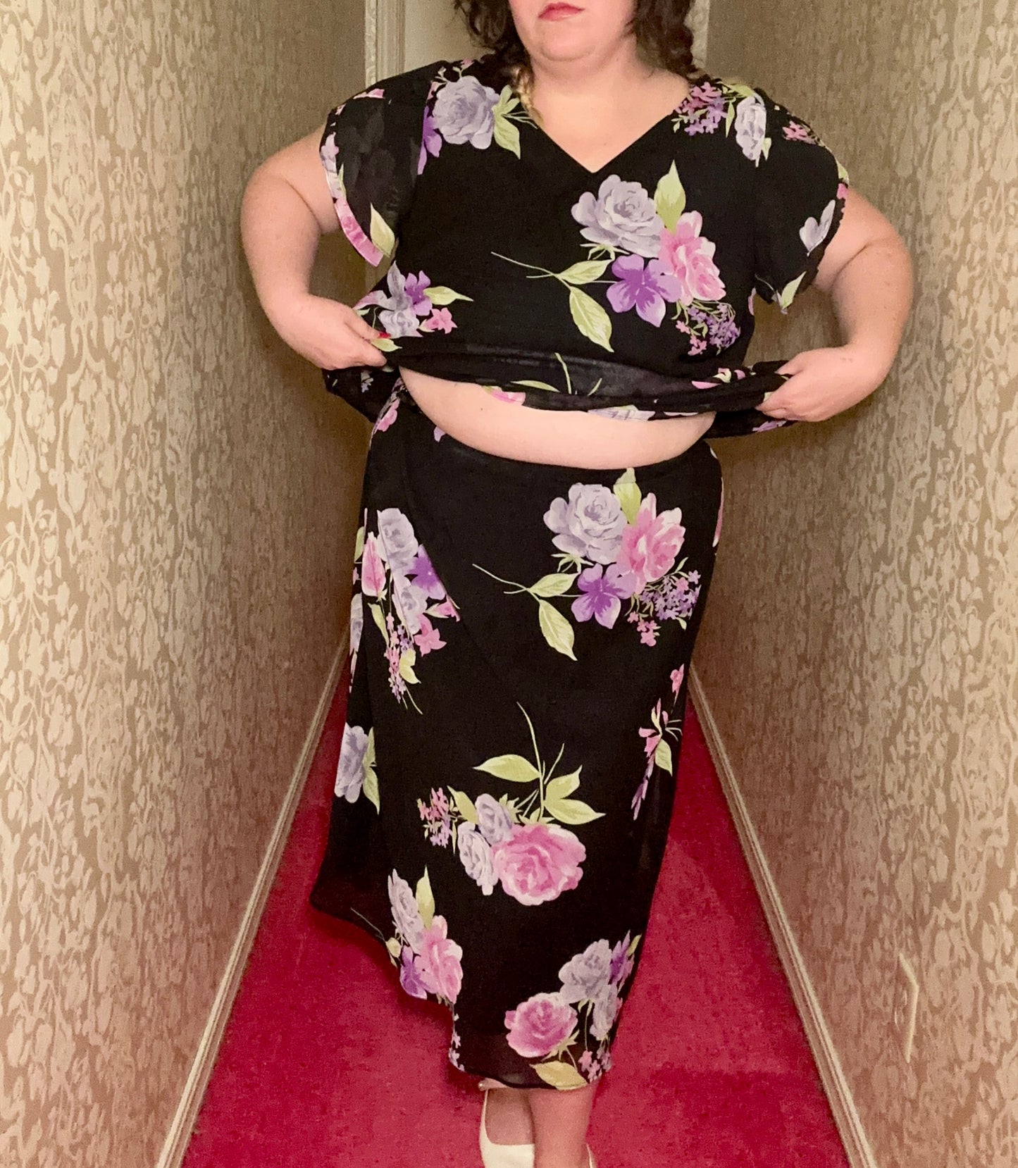 Black Floral Chiffon Set (22W)