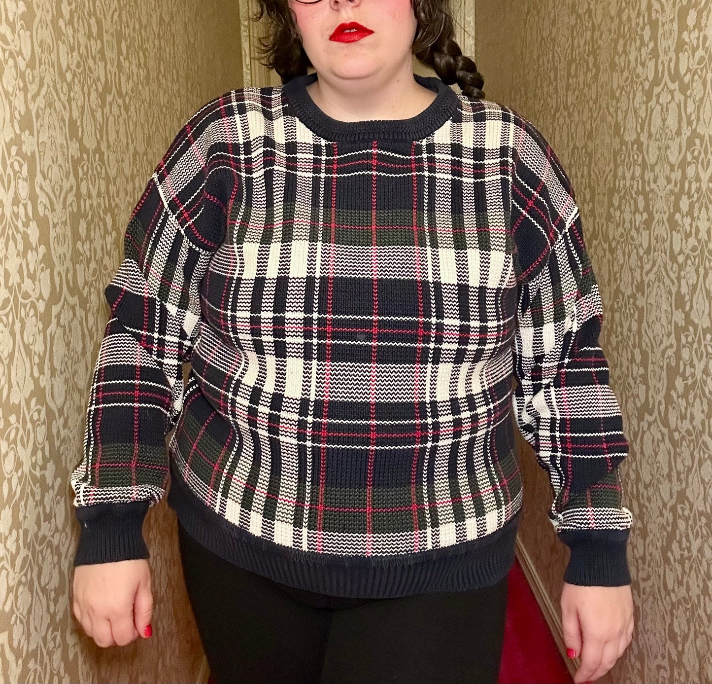 Plaid Knit Sweater (XL)